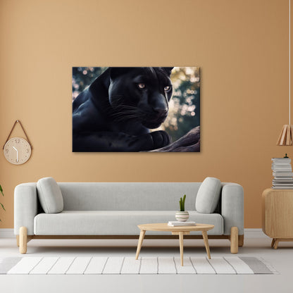 Leinwandbild Schwarze Pantherkraft, gebündelte Eleganz im Schatten. - deyoli