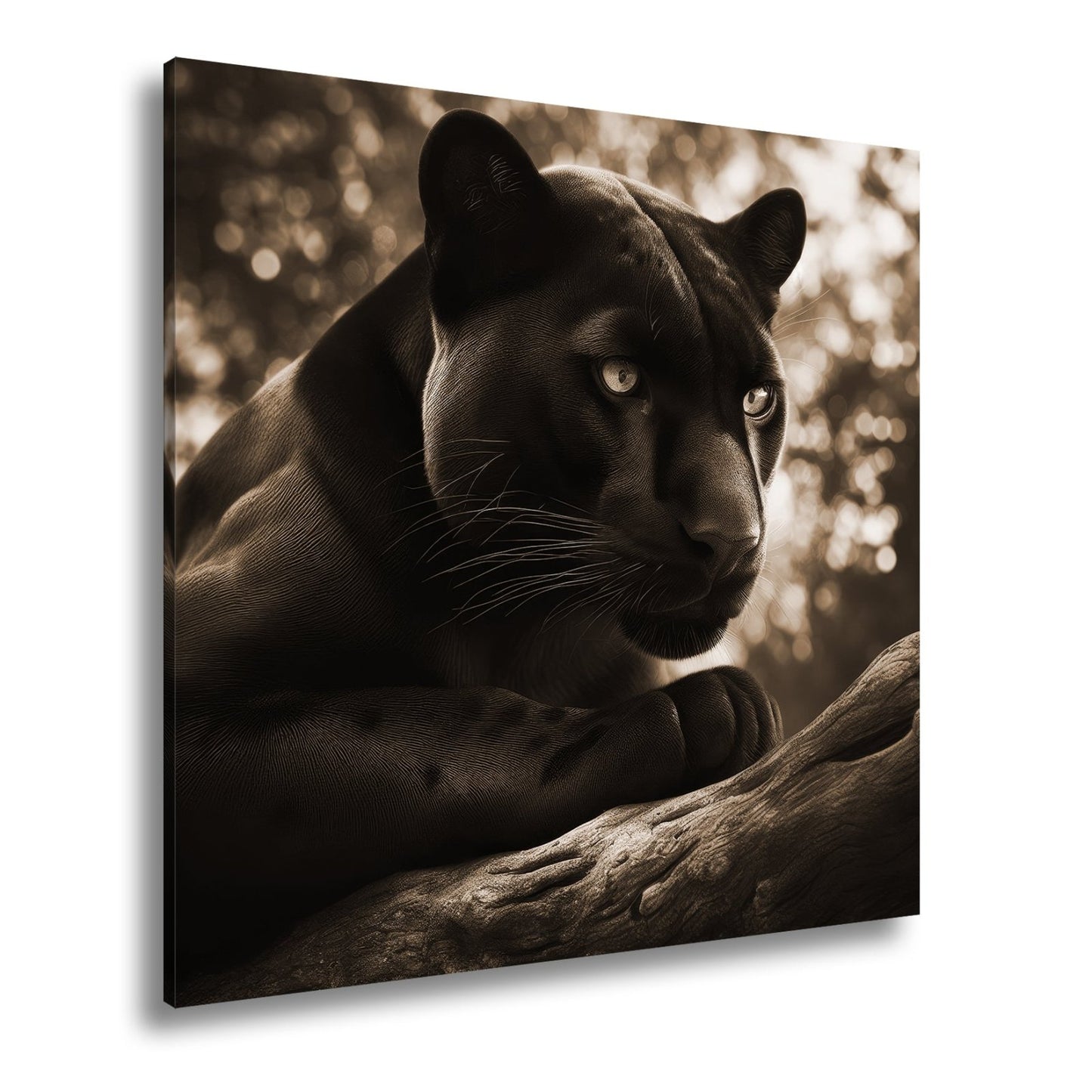 Leinwandbild Schwarze Pantherkraft, gebündelte Eleganz im Schatten. - deyoli
