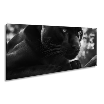 Leinwandbild Schwarze Pantherkraft, gebündelte Eleganz im Schatten. - deyoli