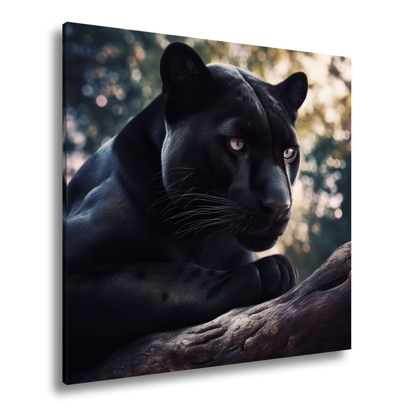 Leinwandbild Schwarze Pantherkraft, gebündelte Eleganz im Schatten. - deyoli