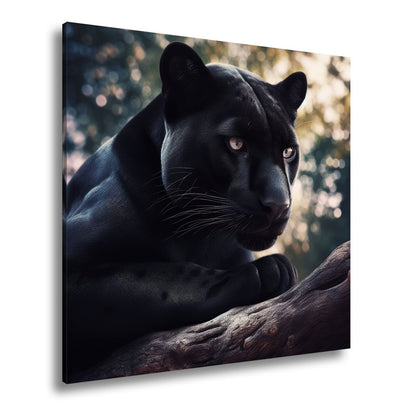 Leinwandbild Schwarze Pantherkraft, gebündelte Eleganz im Schatten. - deyoli