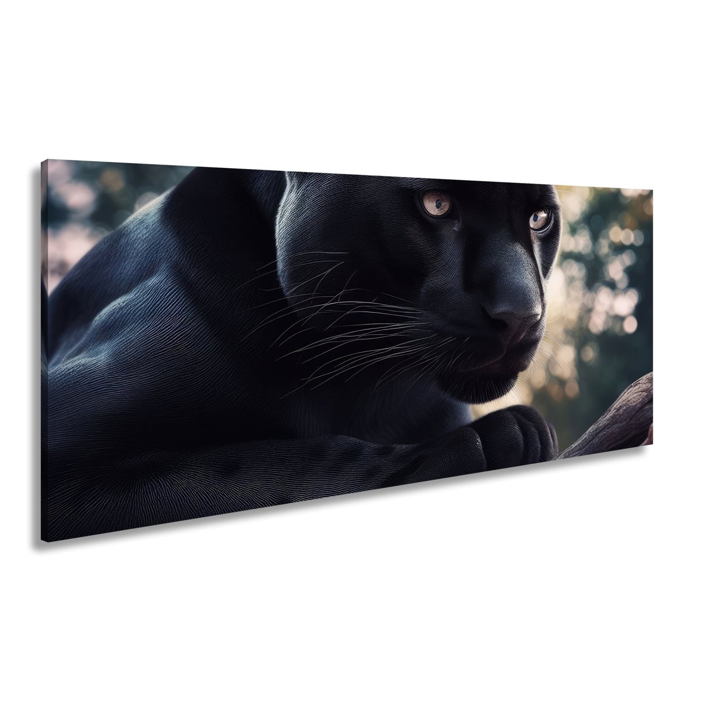 Leinwandbild Schwarze Pantherkraft, gebündelte Eleganz im Schatten. - deyoli