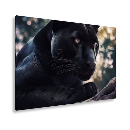 Leinwandbild Schwarze Pantherkraft, gebündelte Eleganz im Schatten. - deyoli