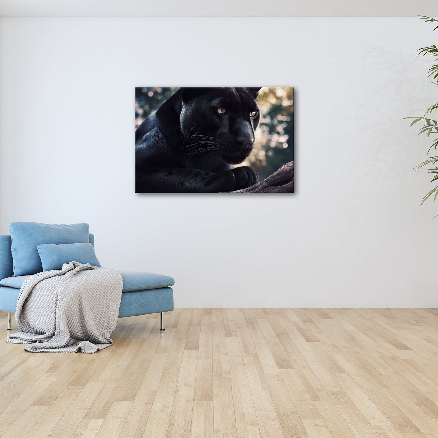 Leinwandbild Schwarze Pantherkraft, gebündelte Eleganz im Schatten. - deyoli