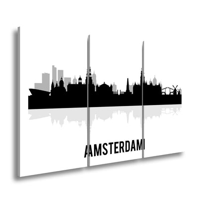 Leinwandbild Schwarze Skyline von Amsterdam mit klassischem Flair - deyoli
