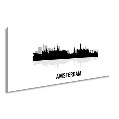 Leinwandbild Schwarze Skyline von Amsterdam mit klassischem Flair - deyoli