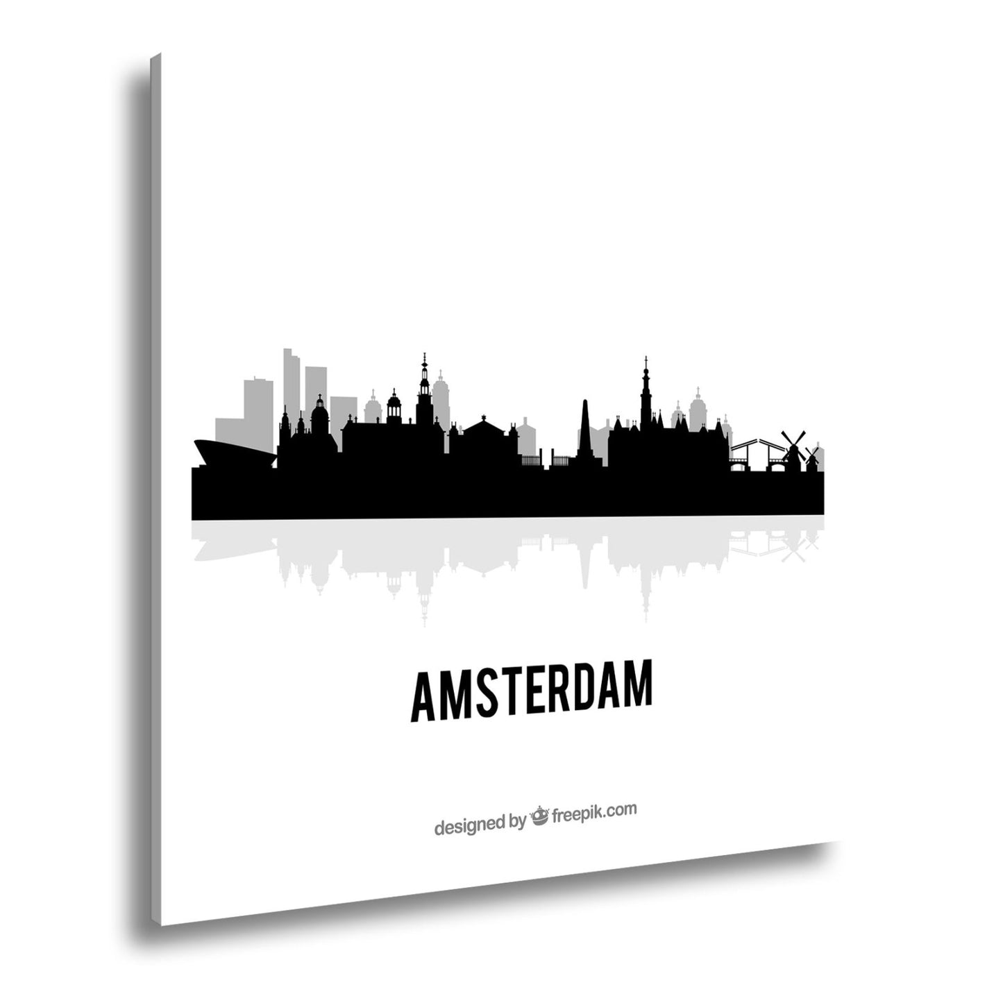 Leinwandbild Schwarze Skyline von Amsterdam mit klassischem Flair - deyoli