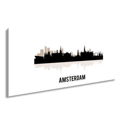Leinwandbild Schwarze Skyline von Amsterdam mit klassischem Flair - deyoli