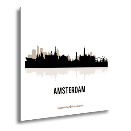 Leinwandbild Schwarze Skyline von Amsterdam mit klassischem Flair - deyoli