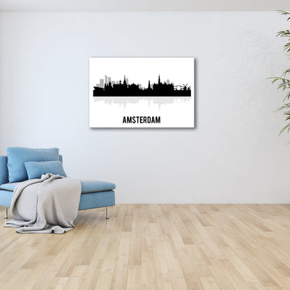 Leinwandbild Schwarze Skyline von Amsterdam mit klassischem Flair - deyoli