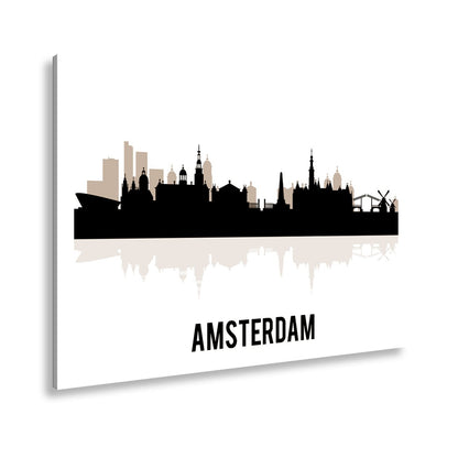Leinwandbild Schwarze Skyline von Amsterdam mit klassischem Flair - deyoli
