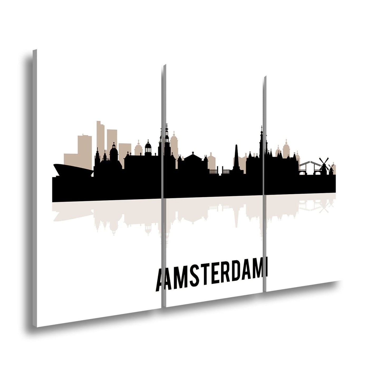Leinwandbild Schwarze Skyline von Amsterdam mit klassischem Flair - deyoli