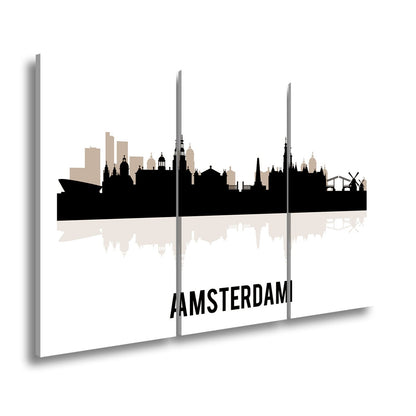 Leinwandbild Schwarze Skyline von Amsterdam mit klassischem Flair - deyoli