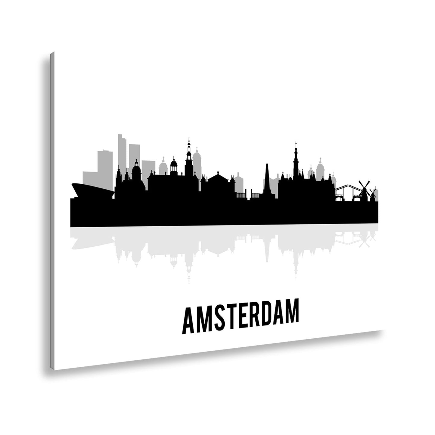 Leinwandbild Schwarze Skyline von Amsterdam mit klassischem Flair - deyoli