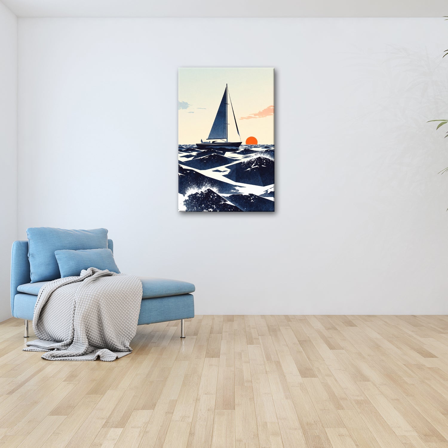 Leinwandbild Segel im Sonnenlicht – Harmonie in Linien und Farben. - deyoli