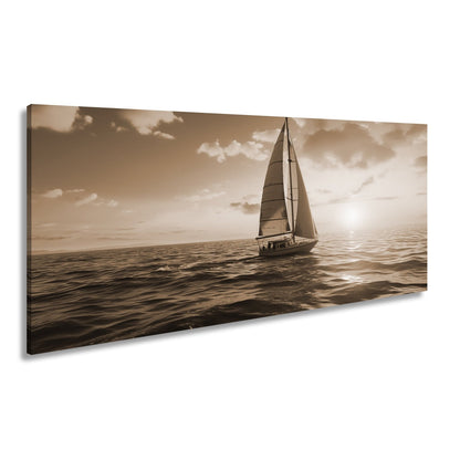 Leinwandbild Segel tanzen durch das Gold eines neuen Morgens. - deyoli