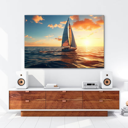 Leinwandbild Segel tanzen durch das Gold eines neuen Morgens. - deyoli