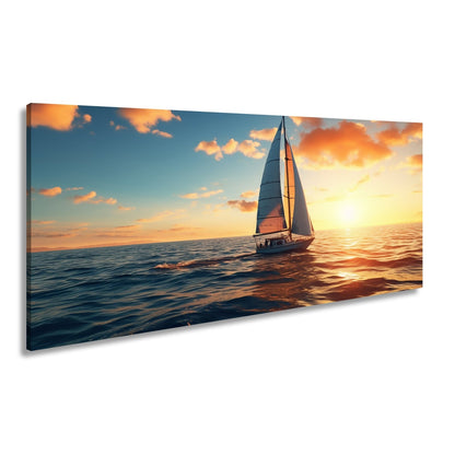 Leinwandbild Segel tanzen durch das Gold eines neuen Morgens. - deyoli