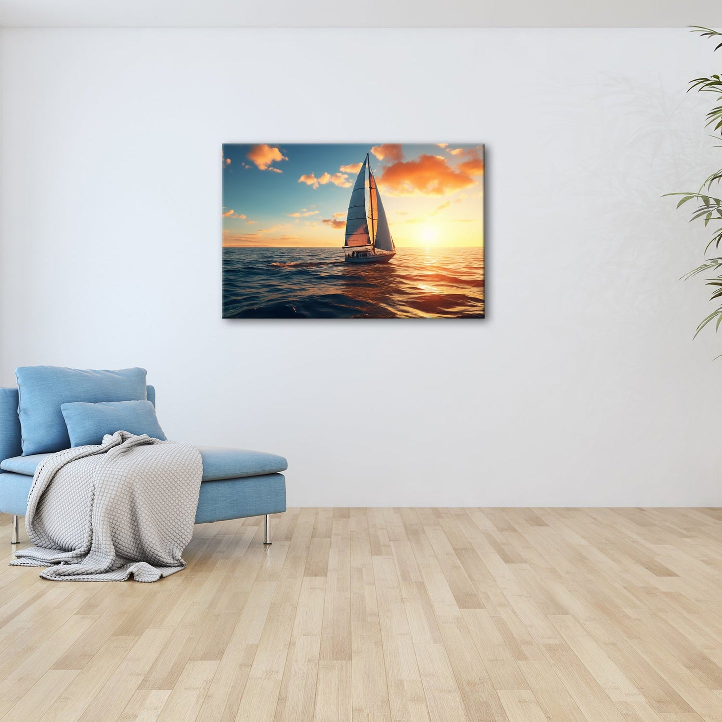 Leinwandbild Segel tanzen durch das Gold eines neuen Morgens. - deyoli