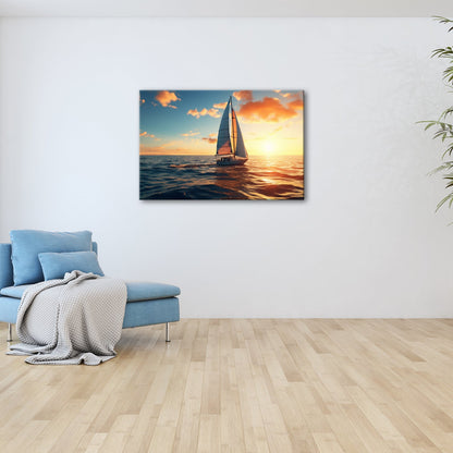 Leinwandbild Segel tanzen durch das Gold eines neuen Morgens. - deyoli