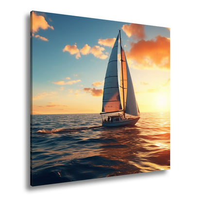 Leinwandbild Segel tanzen durch das Gold eines neuen Morgens. - deyoli