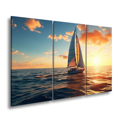 Leinwandbild Segel tanzen durch das Gold eines neuen Morgens. - deyoli