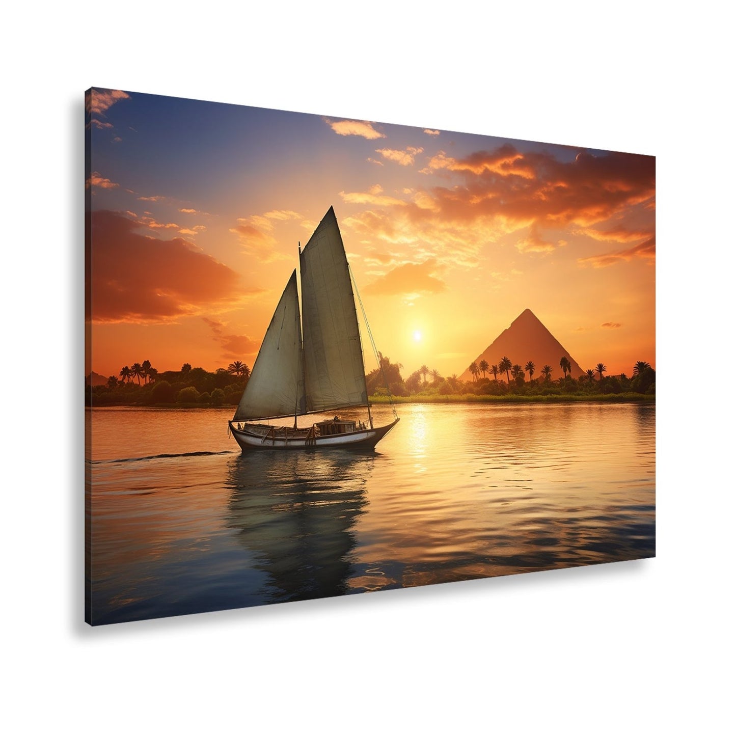 Leinwandbild Segeln bei Sonnenuntergang – Ägyptens Zauber am Nil - deyoli