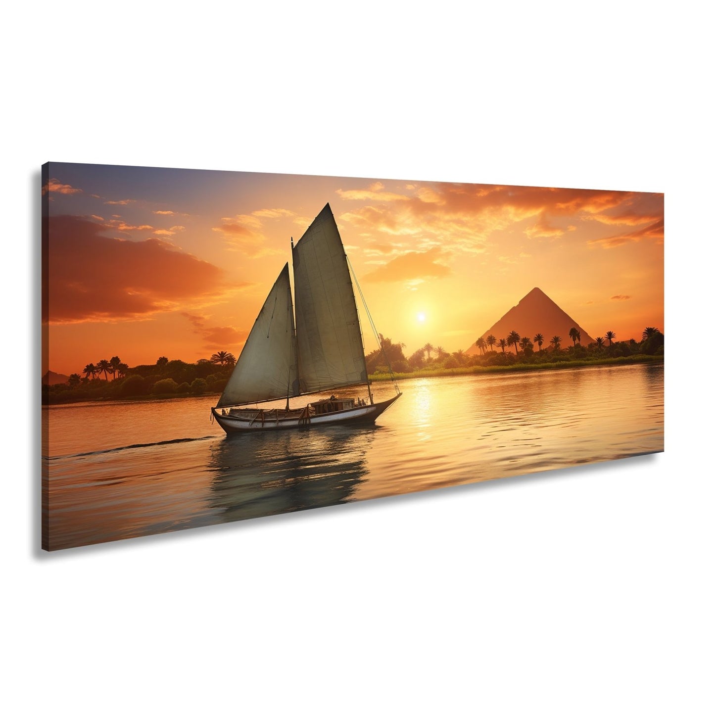 Leinwandbild Segeln bei Sonnenuntergang – Ägyptens Zauber am Nil - deyoli