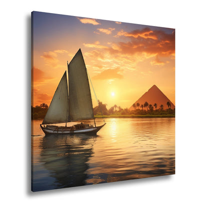 Leinwandbild Segeln bei Sonnenuntergang – Ägyptens Zauber am Nil - deyoli