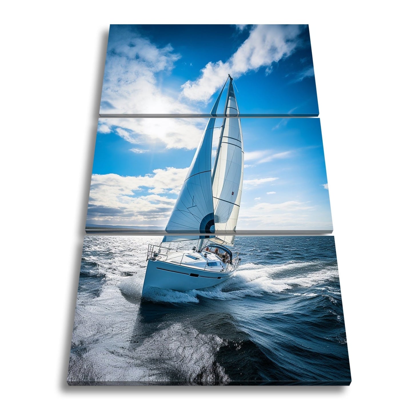 Leinwandbild Segelyacht trotzt den Wellen in blauem Glanz. - deyoli