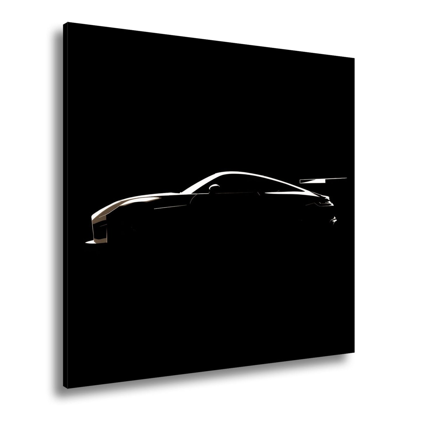 Leinwandbild Silhouette eines Supersportwagens im tiefen Schwarz - deyoli