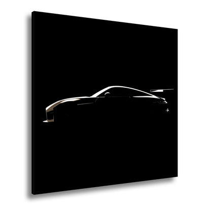 Leinwandbild Silhouette eines Supersportwagens im tiefen Schwarz - deyoli