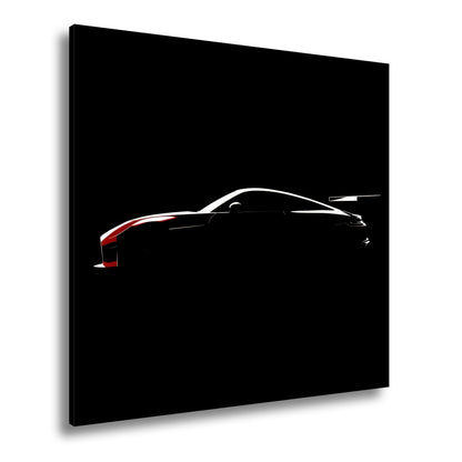 Leinwandbild Silhouette eines Supersportwagens im tiefen Schwarz - deyoli