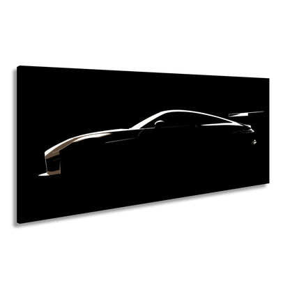 Leinwandbild Silhouette eines Supersportwagens im tiefen Schwarz - deyoli