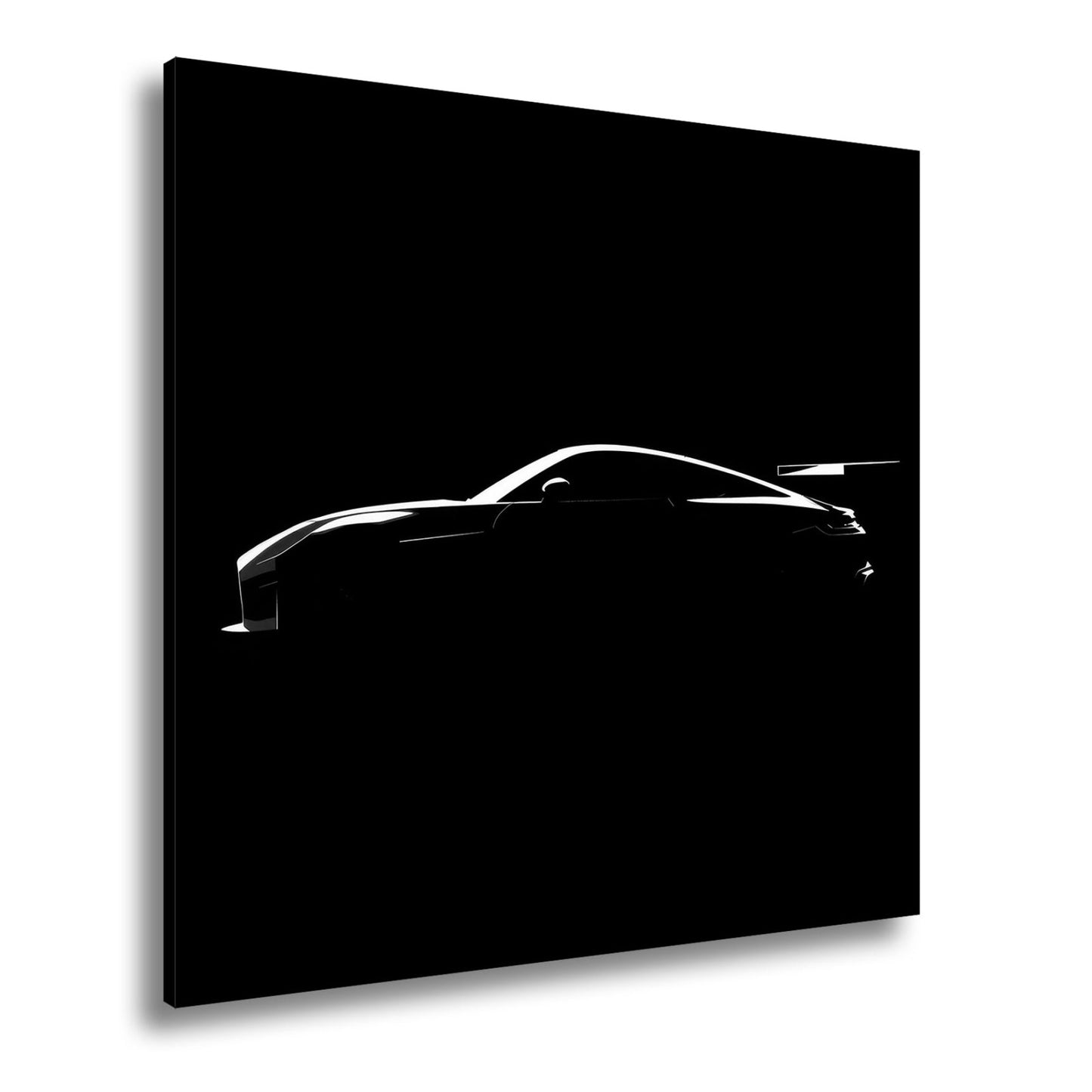 Leinwandbild Silhouette eines Supersportwagens im tiefen Schwarz - deyoli
