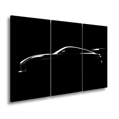 Leinwandbild Silhouette eines Supersportwagens im tiefen Schwarz - deyoli