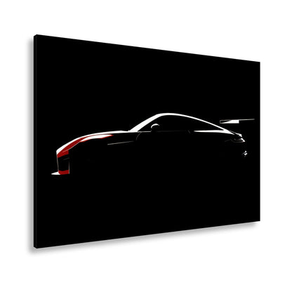 Leinwandbild Silhouette eines Supersportwagens im tiefen Schwarz - deyoli