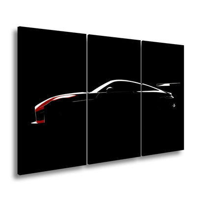 Leinwandbild Silhouette eines Supersportwagens im tiefen Schwarz - deyoli