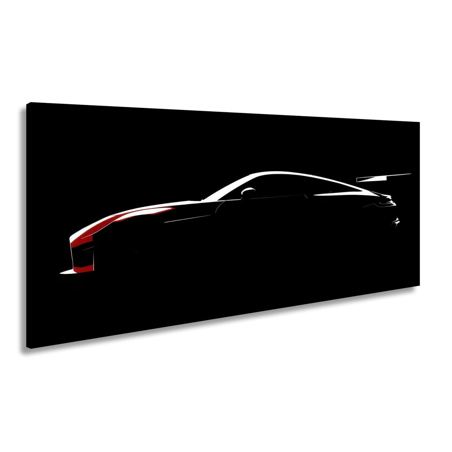 Leinwandbild Silhouette eines Supersportwagens im tiefen Schwarz - deyoli