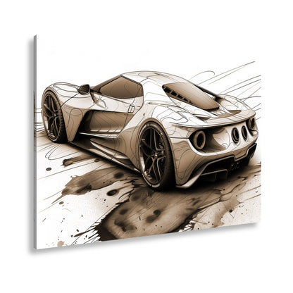 Leinwandbild Skizzenhafter Supersportwagen in dynamischer monochromer Eleganz - deyoli
