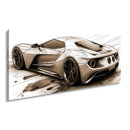 Leinwandbild Skizzenhafter Supersportwagen in dynamischer monochromer Eleganz - deyoli
