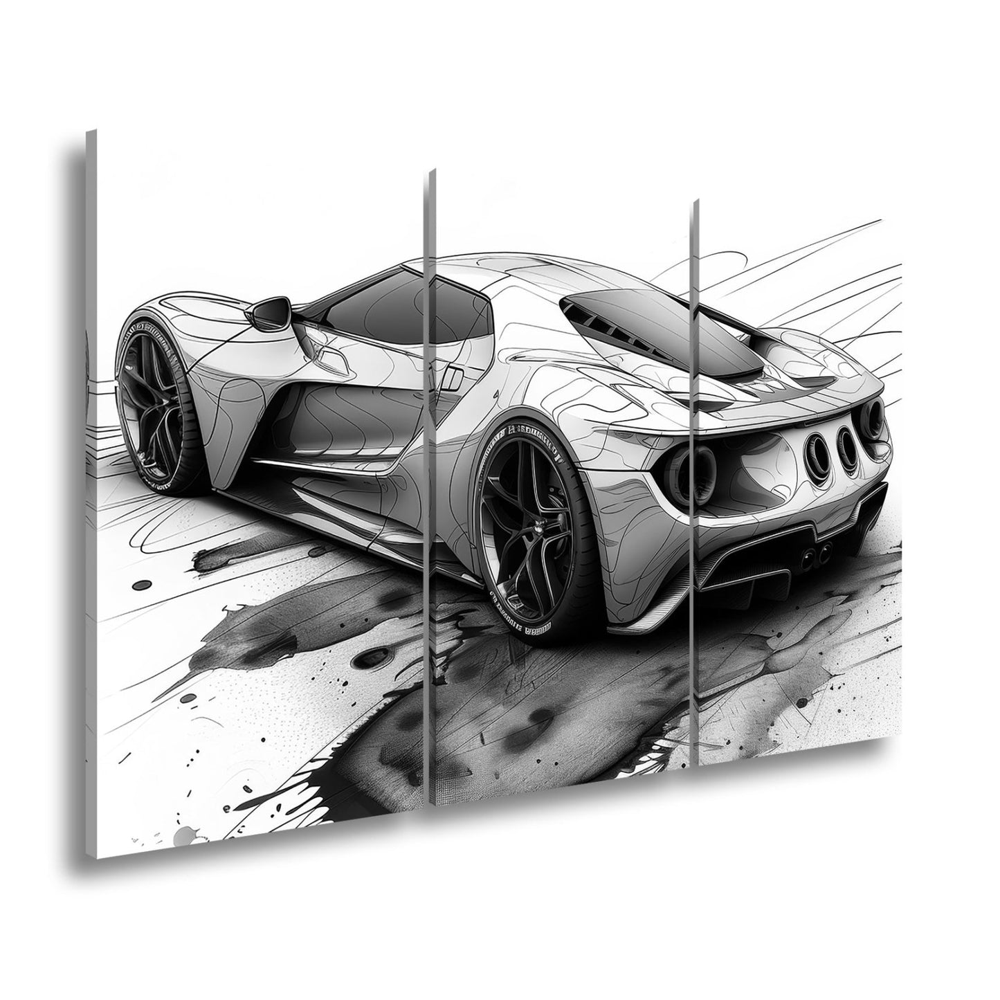 Leinwandbild Skizzenhafter Supersportwagen in dynamischer monochromer Eleganz - deyoli