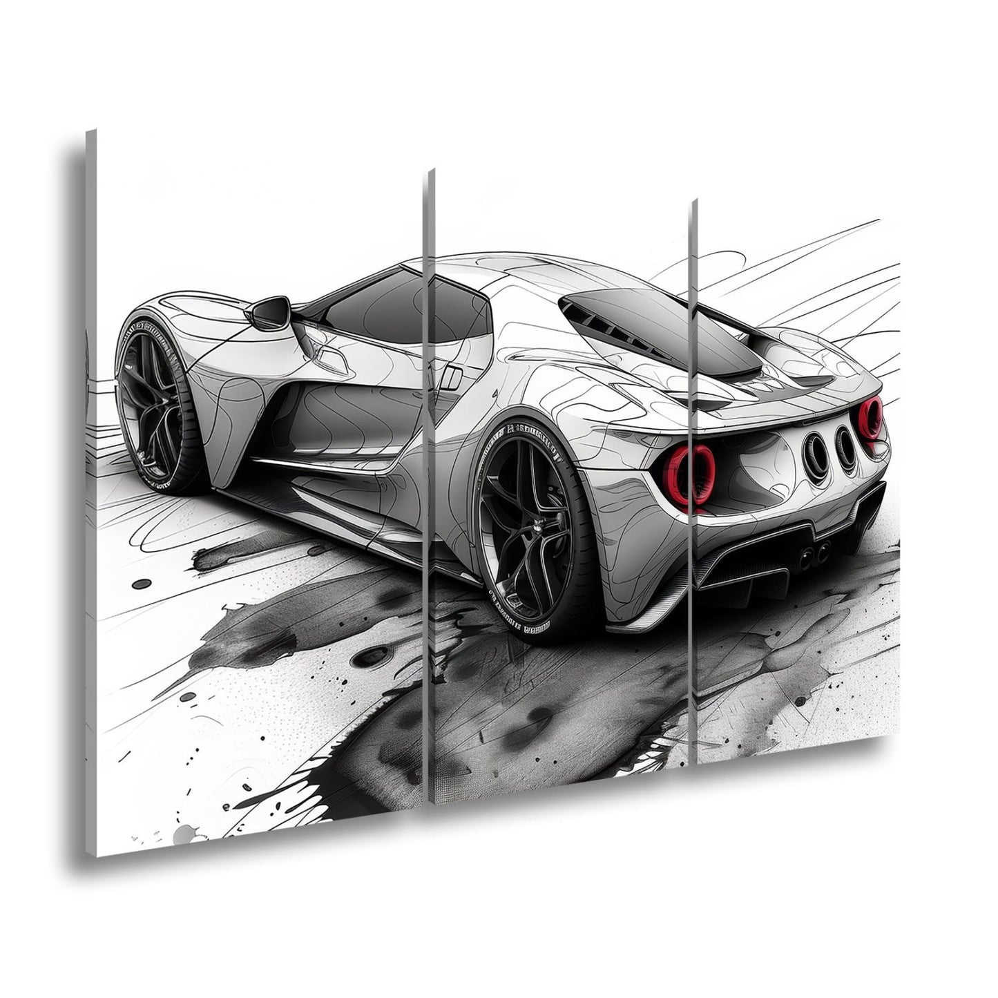 Leinwandbild Skizzenhafter Supersportwagen in dynamischer monochromer Eleganz - deyoli