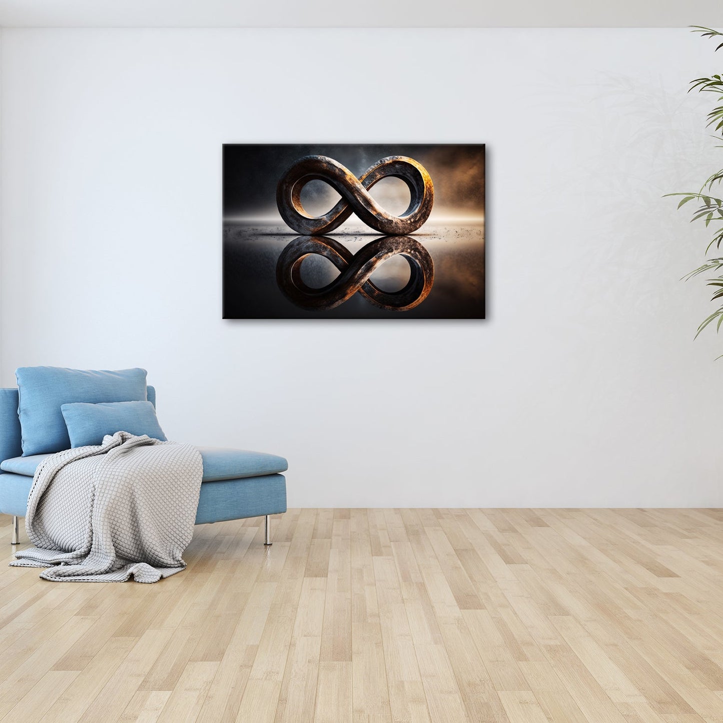 Leinwandbild Skulptur XXL – Ewigkeitsskulptur spiegelt sich in kosmischer Stille - deyoli