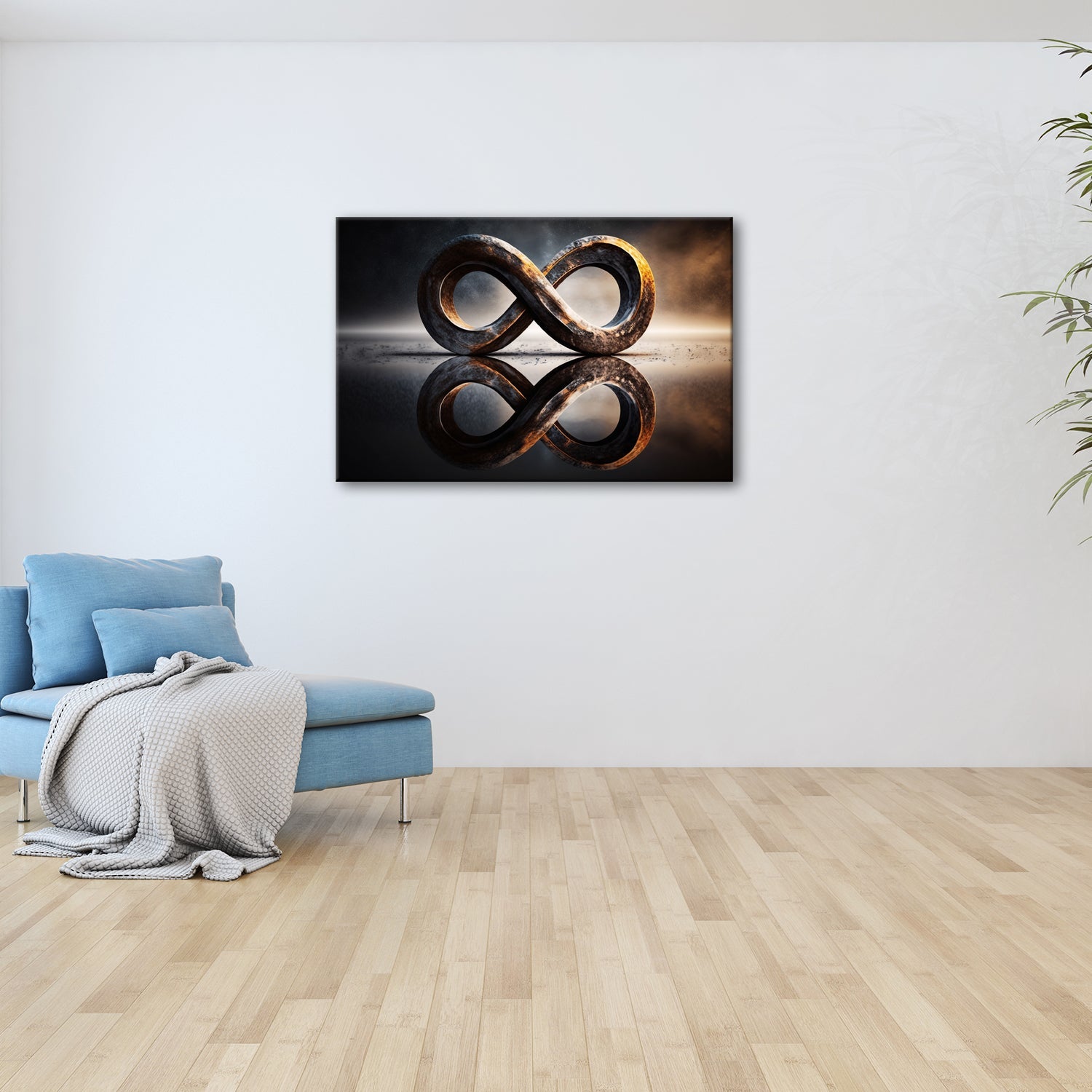 Leinwandbild Skulptur XXL – Ewigkeitsskulptur spiegelt sich in kosmischer Stille - deyoli