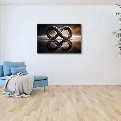 Leinwandbild Skulptur XXL – Ewigkeitsskulptur spiegelt sich in kosmischer Stille - deyoli