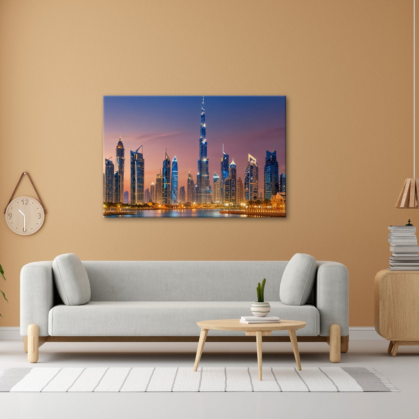 Leinwandbild Skyline XXL – Leuchtend erstrahlt im magischen Dämmerlicht - deyoli
