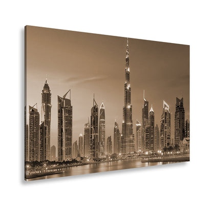 Leinwandbild Skyline XXL – Leuchtend erstrahlt im magischen Dämmerlicht - deyoli