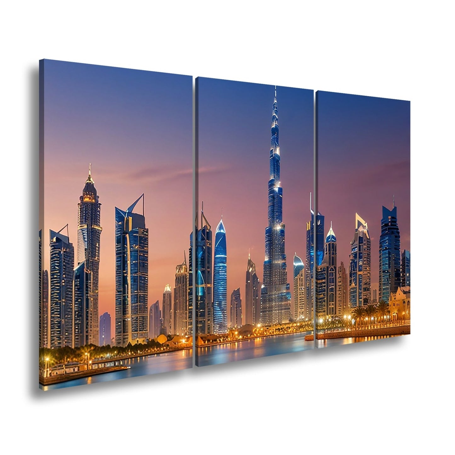 Leinwandbild Skyline XXL – Leuchtend erstrahlt im magischen Dämmerlicht - deyoli