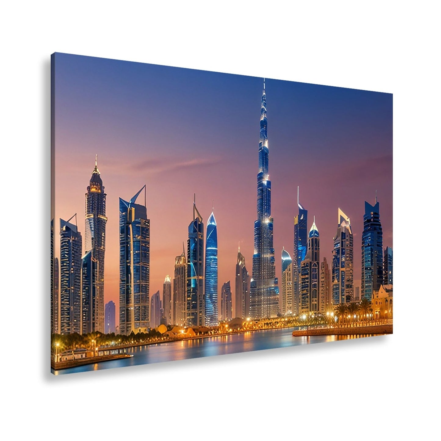 Leinwandbild Skyline XXL – Leuchtend erstrahlt im magischen Dämmerlicht - deyoli